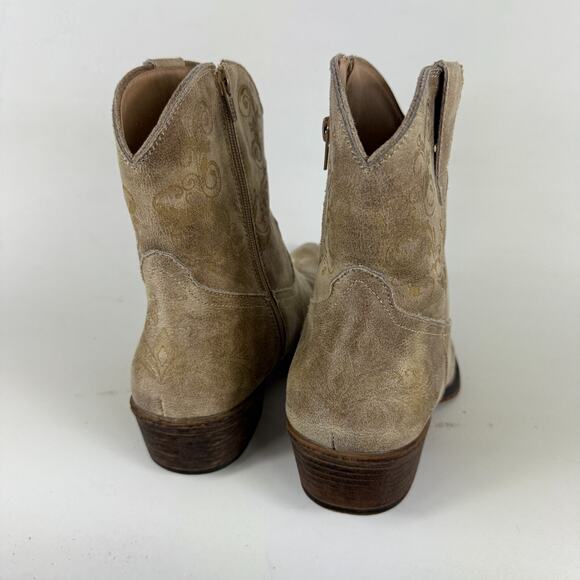 Roper Short Stuff Ankle Boots Women's 10 Brown Embossed Leather Snip Toe Casual - Picture 7 of 10